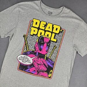 Deadpool Shirt Mens Large Gray Marvel Graphic Tee Mad Engine Short Sleeve Comic